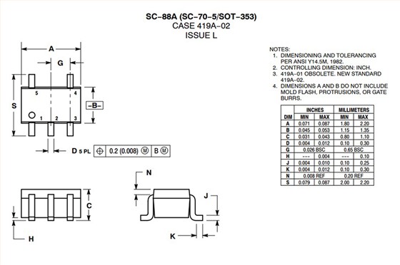 M74VHC1GT08DTT1G 外形尺寸